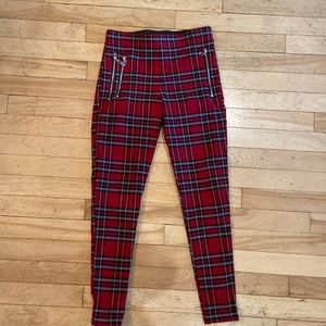 Zara, red plaid leggings, size medium